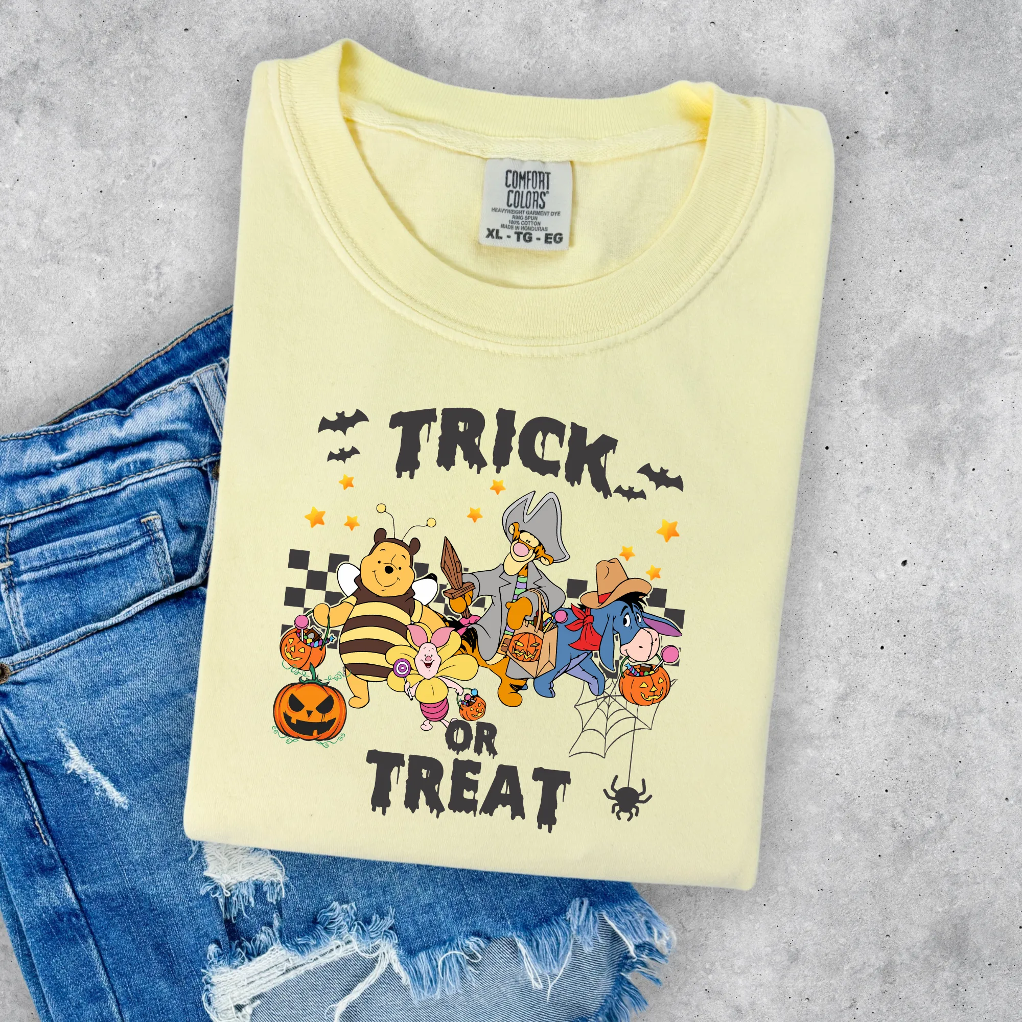 Yellow Bear Trick or Treat Halloween Shirt Comfort Colors