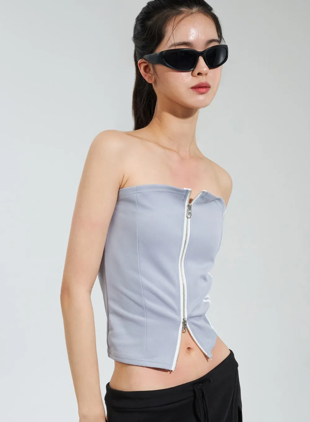 Zip-Up Tube Top IY322