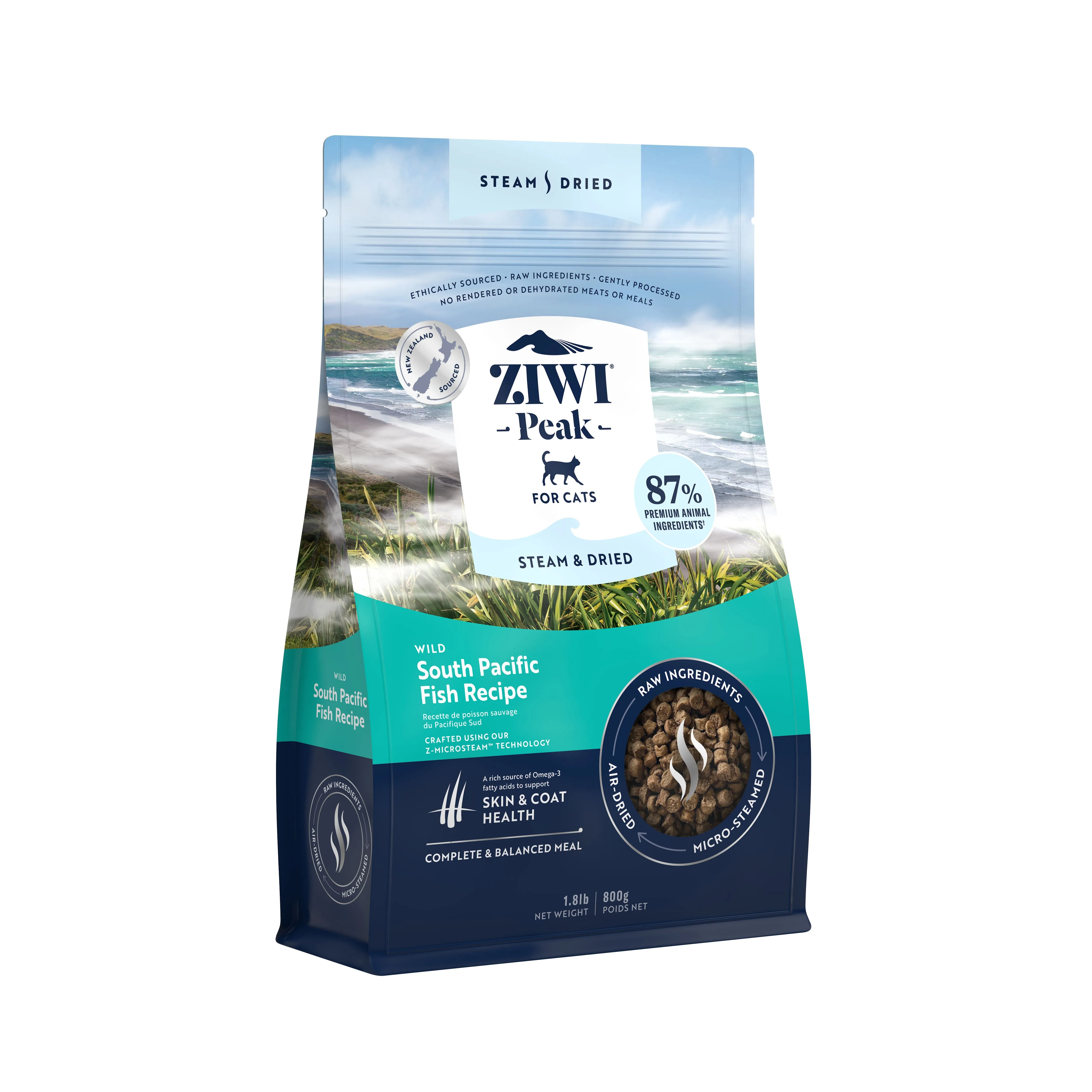 ZIWI Peak Steam and Dried Wild South Pacific Fish Cat Food 800g